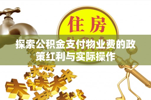 大武口探索公积金支付物业费的政策红利与实际操作