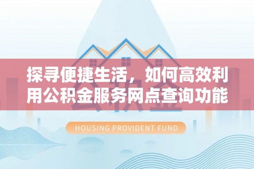大武口探寻便捷生活，如何高效利用公积金服务网点查询功能