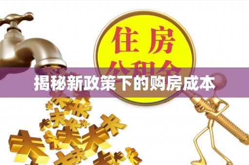 大武口揭秘新政策下的购房成本
