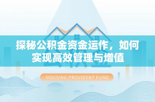 大武口探秘公积金资金运作，如何实现高效管理与增值